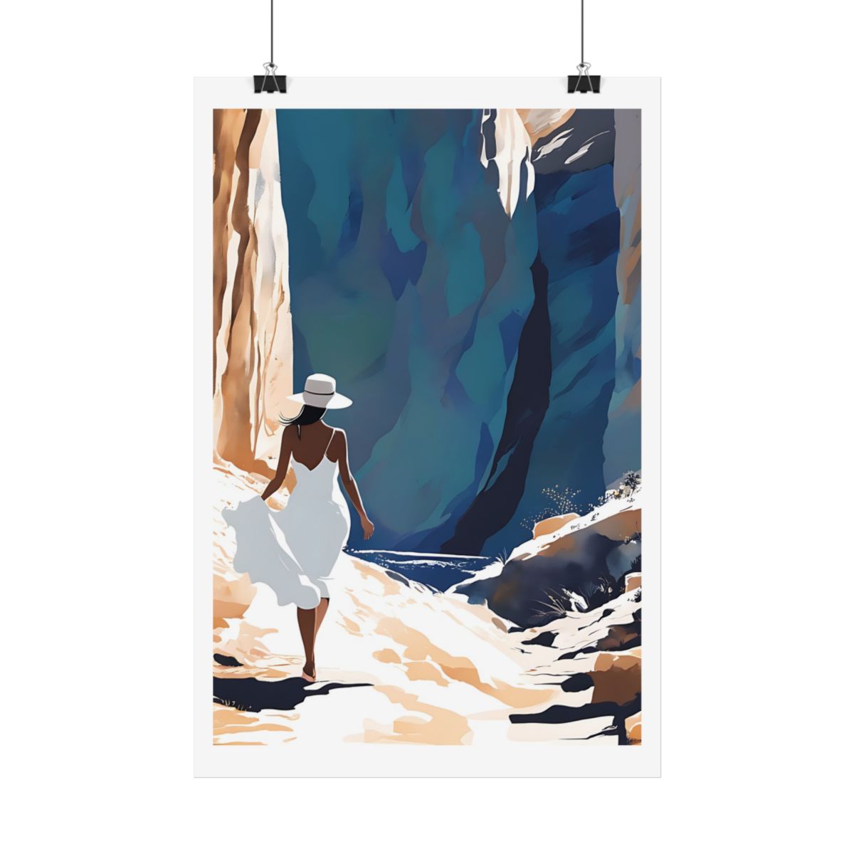 Canyon Explorer Southwest gorge poster – hanging example watercolor wall art print