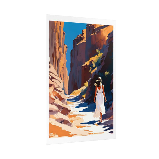 Canyon Wanderer desert canyon poster – side angle example watercolor wall art print