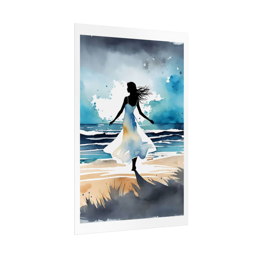 Ocean Breeze seaside poster – side angle example watercolor wall art print