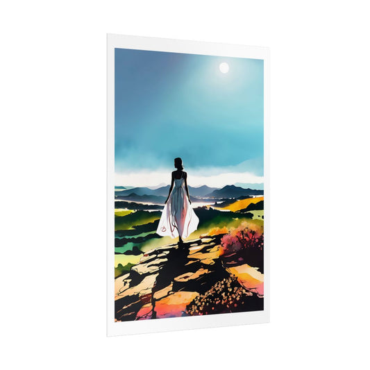 Summit of Dreams mountain peak poster – side angle example watercolor wall art print