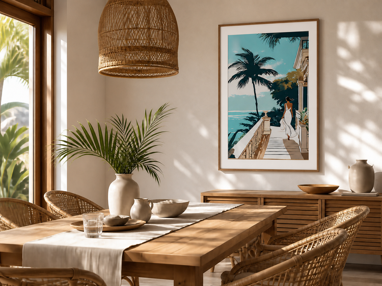 Tropical Island & Resort watercolor wall art collection