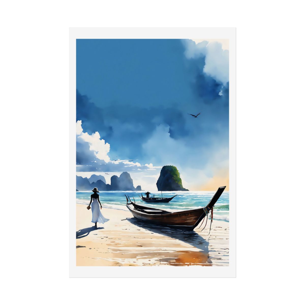 Andaman Dreams Thai beach poster – front view watercolor wall art print