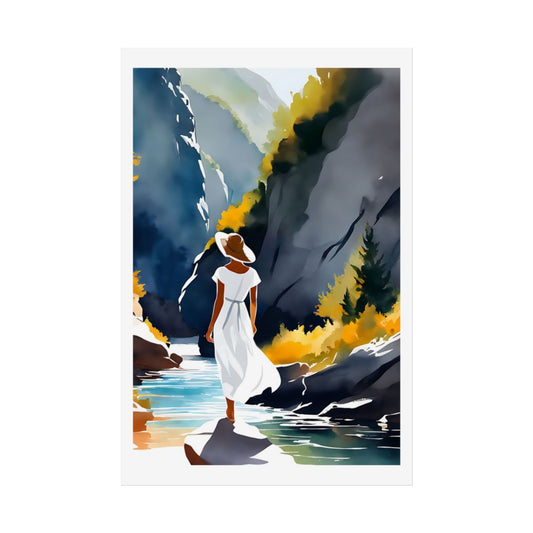 Autumn Canyon Mountain Gorge poster – front view watercolor wall art print