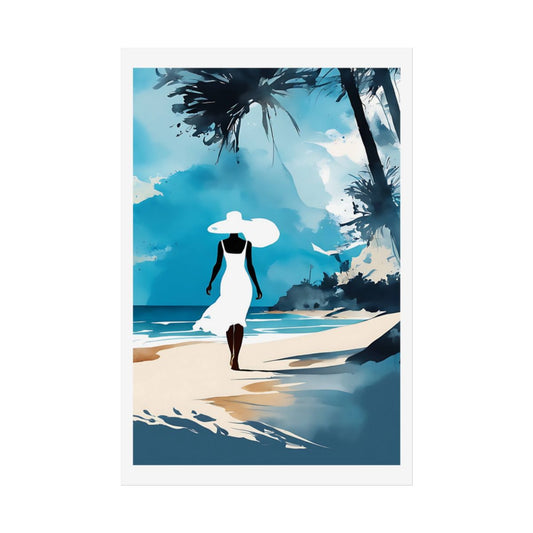 Azure Escape beach sea poster – front view watercolor wall art print