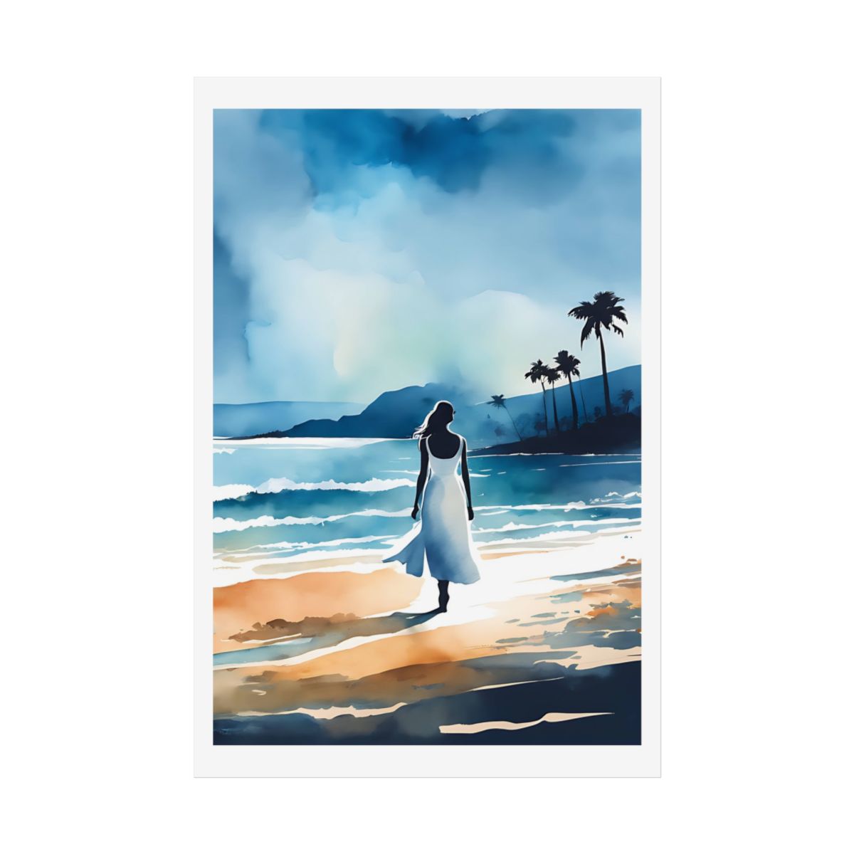 Before the Storm coastal solitude poster – front view watercolor wall art print