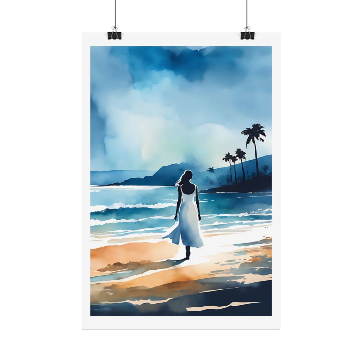 Before the Storm coastal solitude poster – hanging example watercolor wall art print
