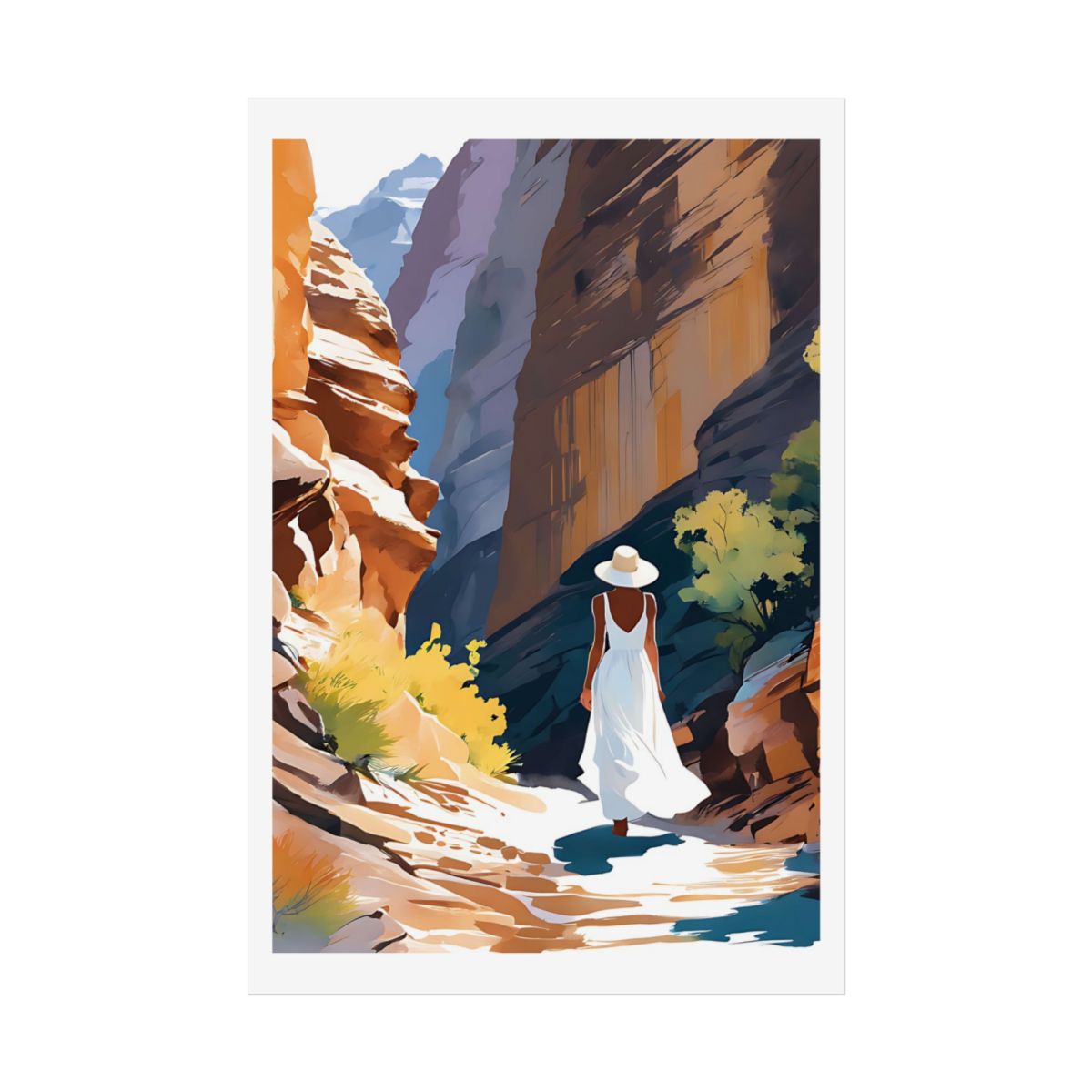 Canyon Trail desert gorge poster – front view watercolor wall art print