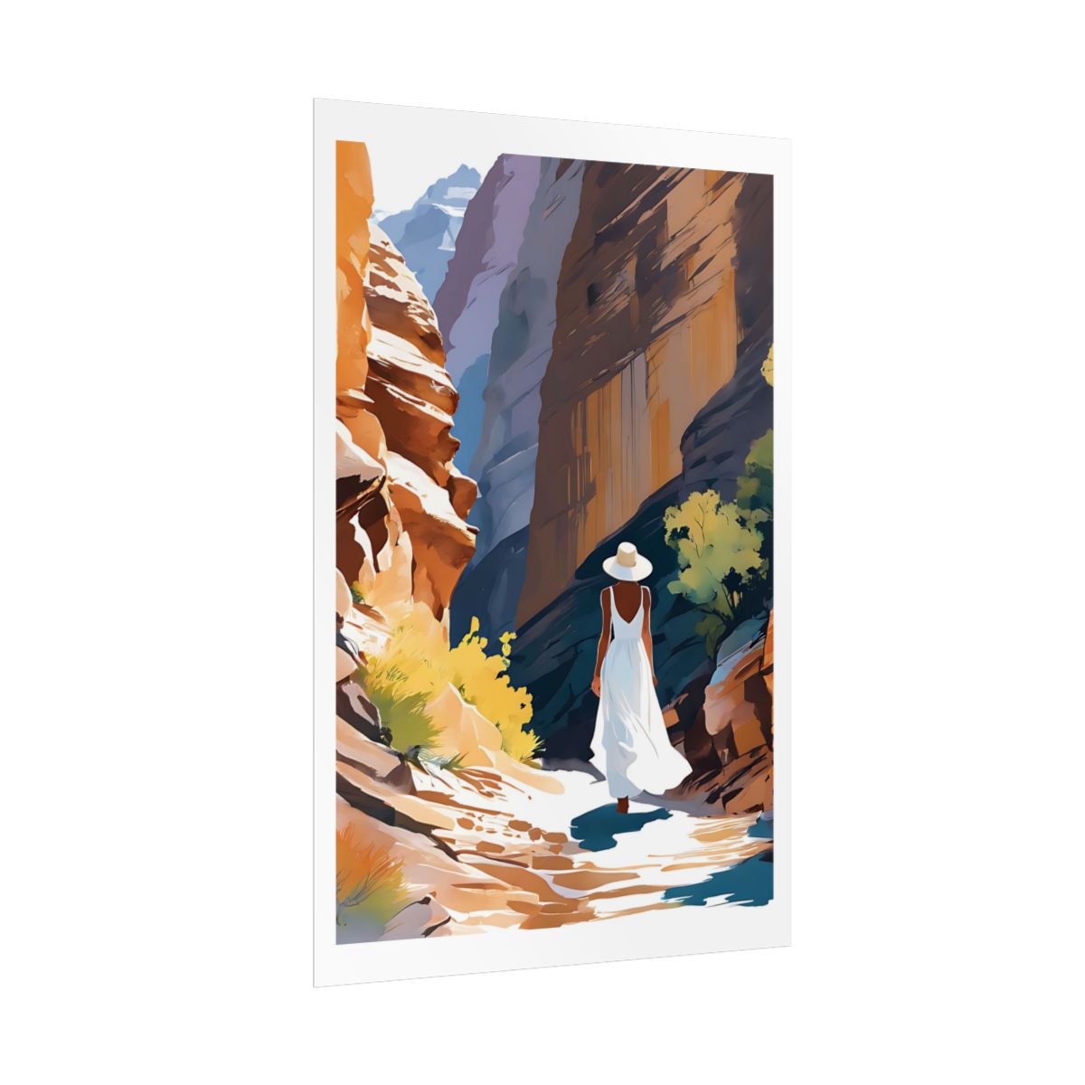Canyon Trail desert gorge poster – side angle example watercolor wall art print