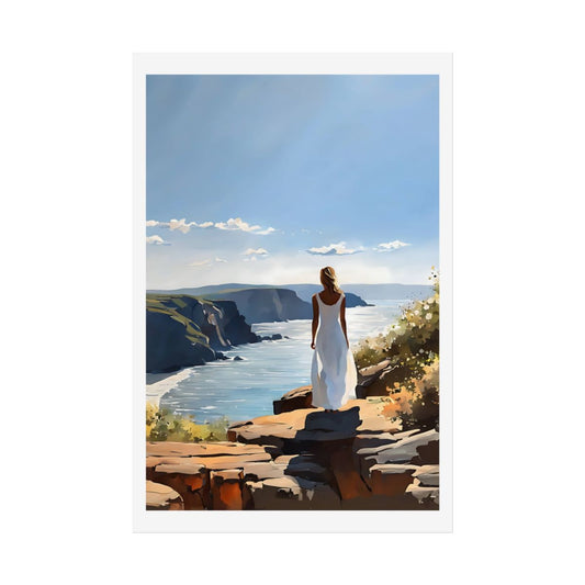Edge of the World sea cliff poster – front view watercolor wall art print