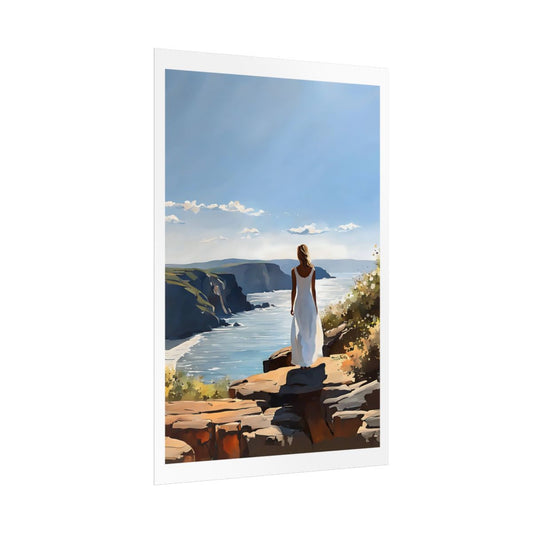 Edge of the World sea cliff poster – side angle example watercolor wall art print