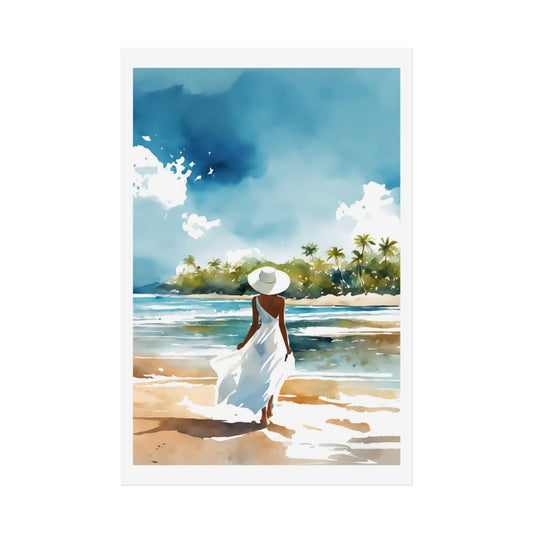 Island Reverie tropical beach poster – front view watercolor wall art print