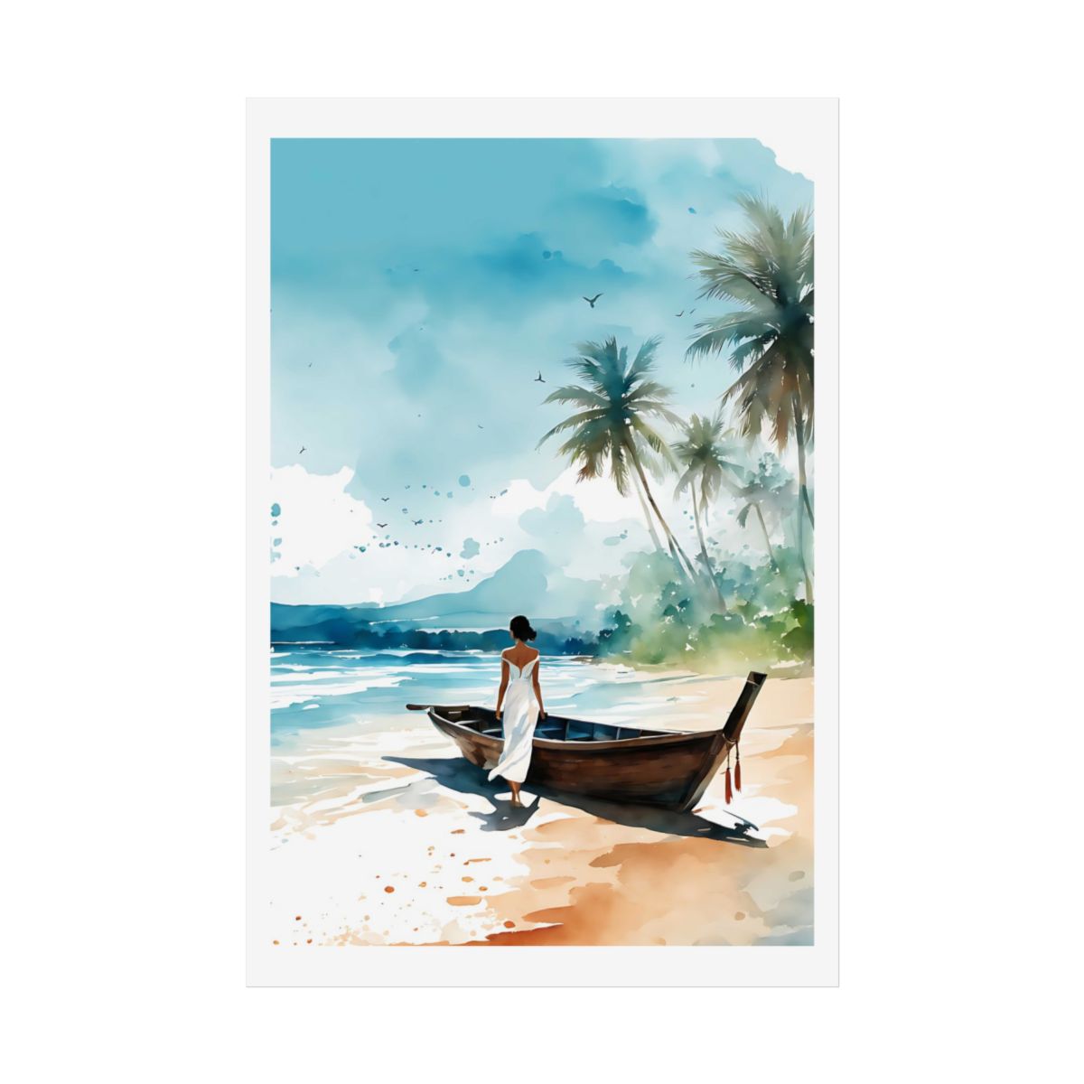 Island Shores Thai beach poster – front view watercolor wall art print