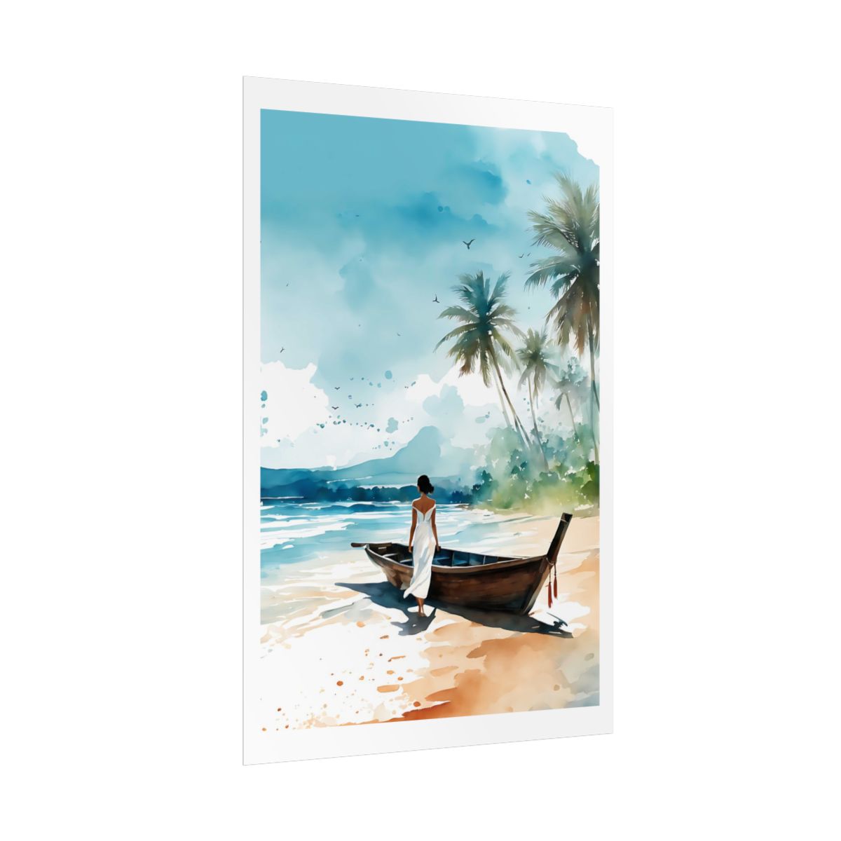 Island Shores Thai beach poster – side angle example watercolor wall art print