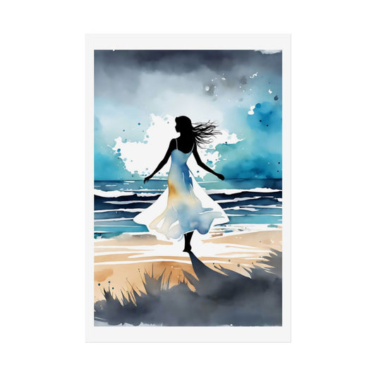 Ocean Breeze seaside poster – front view watercolor wall art print