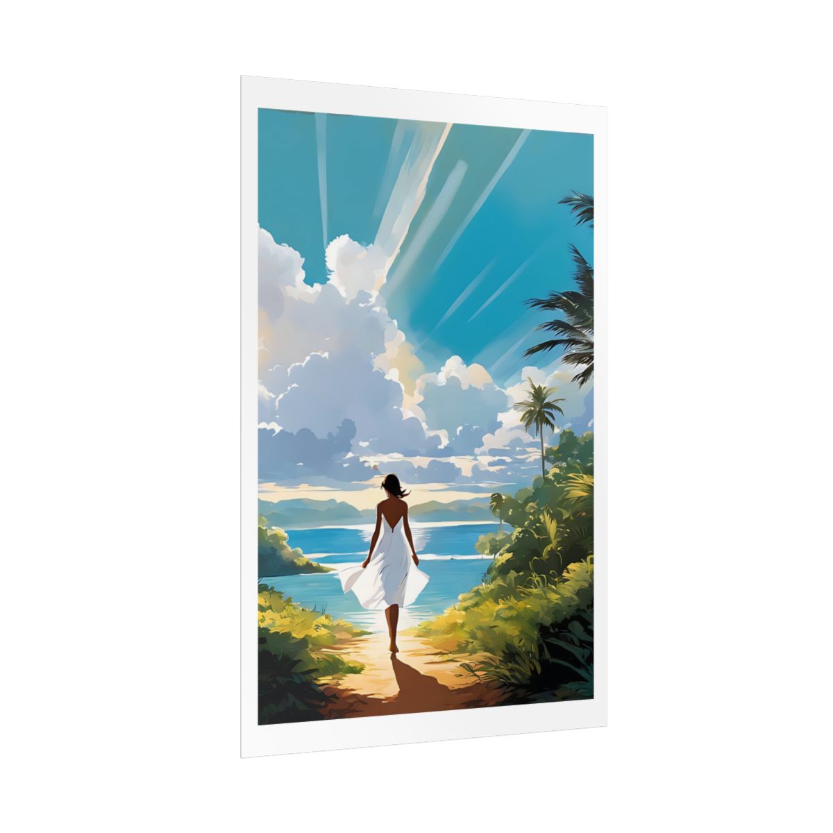 Path to Paradise jungle trail poster – side angle example watercolor wall art print