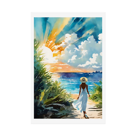 Path to Paradise tropical garden poster – front view watercolor wall art print