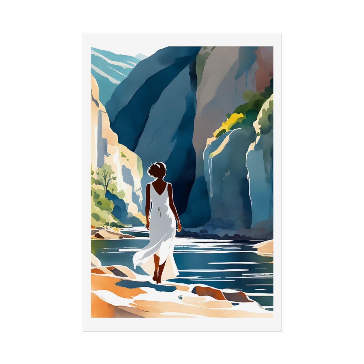 River Canyon mountain gorge poster – front view watercolor wall art print