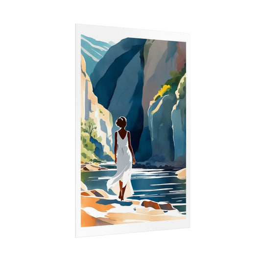 River Canyon mountain gorge poster – side angle example watercolor wall art print