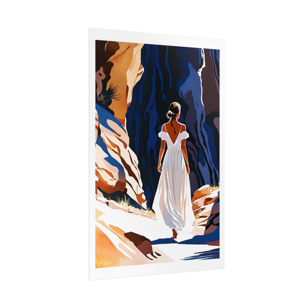Slot Canyon Journey desert gorge poster – side angle example watercolor wall art print