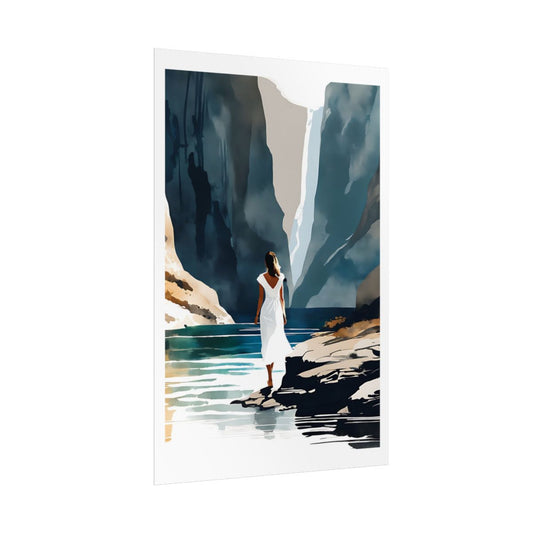 Slot Canyon Pool narrow gorge poster – side angle example watercolor wall art print