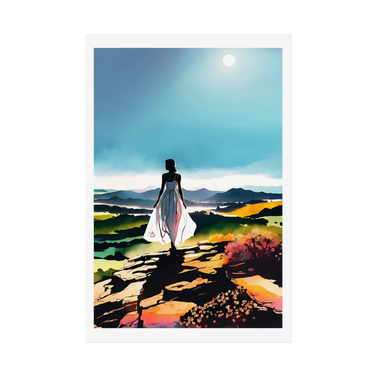Summit of Dreams mountain peak poster – front view watercolor wall art print