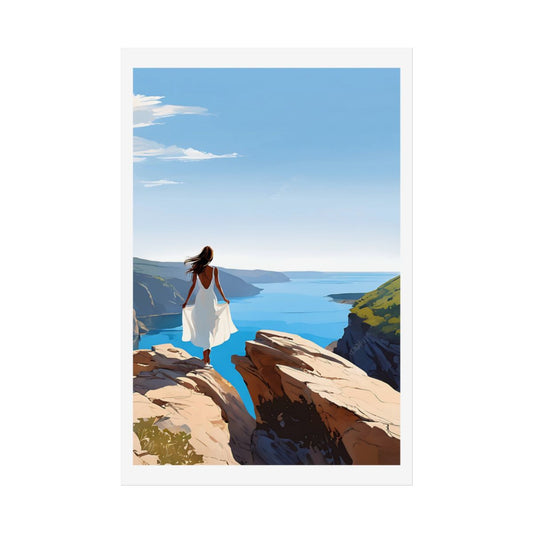 The Hidden Cove blue bay poster – front view watercolor wall art print