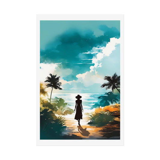 Tropical Horizon island shore poster – front view watercolor wall art print